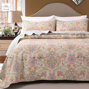 美式古典复古新中式，床盖三件套纯棉全棉多功能，夹棉双人绗缝被床罩
