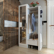 门厅柜鞋柜衣帽柜简约现代实木色隔断玄关，组合柜带穿衣镜的挂衣架