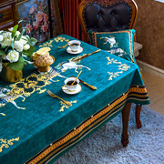 复古美式餐桌桌布轻奢高级感防水防油欧式茶几桌布台布长方形布艺