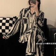 情侣大码宽松家居服可外穿睡衣女春秋季长袖两件套纯棉网红高级感