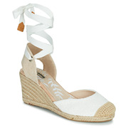 M MTNG法式女鞋坡高跟包头绑带凉鞋复古风白色夏季麻绳渔夫鞋