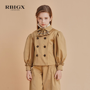 rbigx瑞比克童装，秋季儿童女童复古甜美大小童，灯笼袖百搭外套