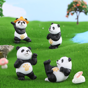 迷你仿真小物品功夫熊猫小玩偶微缩模型摆件过家家动物小玩具