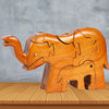 木制动物大象积木儿童，益智玩具拼插拼图diy榫卯，积木模型l鲁班锁
