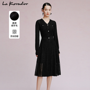 商场同款La Koradior拉珂蒂2024绵羊毛针织纯色钉珠连衣裙