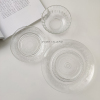 白屿复古浮雕玻璃早餐盘，沙拉碗波西米亚花纹，透明零食小吃瓜子碟