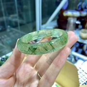 魅晶天然水晶晶体通透原色绿发晶葡萄绿发晶小宽版手镯