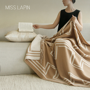 澜品 法式美学流苏双面纯羊毛毯MISSLAPIN办公室午睡毯盖毯沙发毯