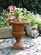 定制欧式复古花盆底座铁锈色铸铁奖杯花园阳台庭院铁艺装饰品好看
