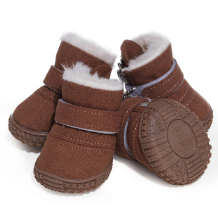 狗狗鞋子秋冬雪地靴保暖比熊泰迪柯基中小型犬棉鞋防滑保护鞋