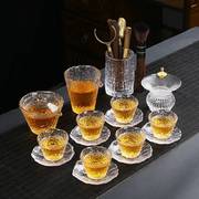 高档玻璃茶具套装水晶锤纹泡茶器琉璃盖碗茶杯日式功夫茶具大号