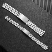 不锈钢表带男女手表凸口钢带金属，手表链20mm折叠单按扣(单按扣)代用表带22