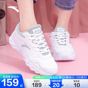 安踏女鞋运动鞋跑鞋，2024春季皮面防水学生白色，潮休闲鞋子