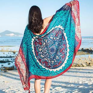 波西米亚民族风流苏棉麻，围巾女士旅游沙滩，度假防晒披肩百搭