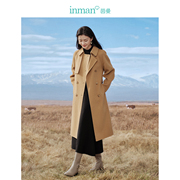 茵曼100%纯羊毛双面呢大衣女中长款设计感腰带外套W18348459