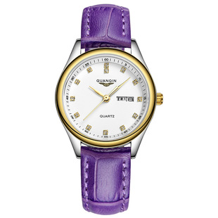 冠琴瑞士石英表手表钢带品牌男款商务日历精钢女士男士国产腕表