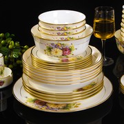 高档碗碟套装家用景德镇欧式骨瓷餐具陶瓷碗，盘子碗筷组合家用碗