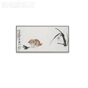 网红新中式国画齐白石猫趣图装饰画兰花客厅单幅玄关墙壁装饰