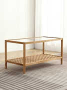 北欧实木玻璃茶几创意小户型方形茶桌床头柜简约客厅茶台沙发边几