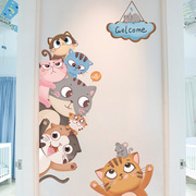 卡通动物贴纸门贴儿童房间布置卧室木门衣柜翻新装饰墙贴画3d立体
