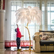 羽毛落地灯客厅沙发旁转角设计感摆件艺术法式创意卧室鸵鸟羽毛灯