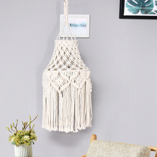 卧室现代简约棉绳吊灯编织长流苏复古装饰灯框波西米亚编织灯罩