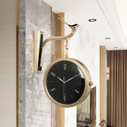 北欧时尚创意双面挂钟，客厅个性轻奢钟表，现代简约家用静音挂墙