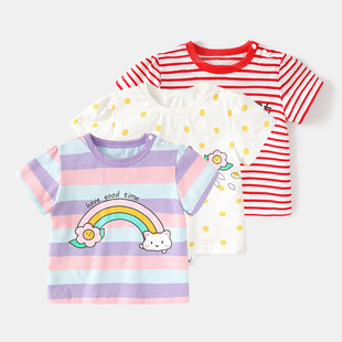 婴儿衣服休闲1-3岁卡通印花短袖，t恤夏装，女童女宝宝小童儿童上衣