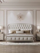 美式实木床现代简约主卧双人床1米8法式软包婚床欧式白色拉扣大床
