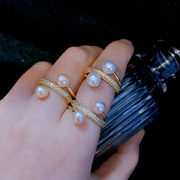 个性天然淡水珍珠戒指女小众设计高级感指环，2024复古食指戒子