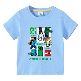 我的世界Minecraft中童9岁男孩子纯棉T恤夏季短袖衣服半袖夏装潮