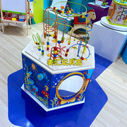 儿童大号多功能海洋六面桌木质，大型串珠绕珠百宝箱游戏盒益智玩具