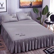 2021春秋式棉质欧式通用床群包边简易1米8乘2米的床罩床单灰色