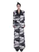 kunswear原创设计师，夏季轻奢时尚女士，黑白条纹西服外套824002070