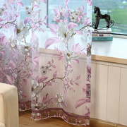 紫色窗帘卧室免打孔飘窗窗纱隔断挂钩式阳台，客厅纱帘成品轻奢半帘