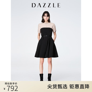 dazzle地素奥莱春夏纯色简约收腰大摆裹胸两件套连衣裙短裙女