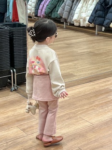 韩版童装女童可爱猫咪印花T恤+裙裤两件套女宝可爱卫衣喇叭裤套装