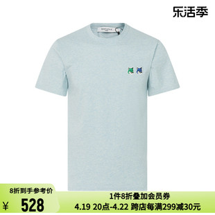 maisonkitsune夏季男士纯色棉质，小狐狸logo简约圆领t恤短袖上衣