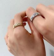 韩国进口纯14k黄金首饰戒指，女奢华款宽版k金对戒礼物交叉版戒指