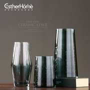 现代简约玻璃花瓶摆件 创意家居客厅餐厅插花花器 样板间软装摆设