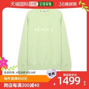 韩国直邮Sunnei圆领套头卫衣黄绿色长袖正面logo纯棉舒适休闲时尚