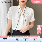 拉夏贝尔/La Chapelle职业衬衫女短袖工作服时尚气质白领雪纺上衣