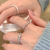 蓝色滴釉锆石星星戒指女小众设计开口食指戒网红时尚个性套装指环