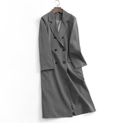 X476风衣外套女装长款2023秋冬季高级感休闲加厚灰色西装大衣