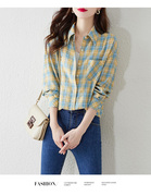 格子衬衫女装长袖薄款2023年夏装韩版设计感洋气上衣外搭衬衣