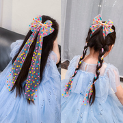 女童发夹可编辫子加长飘带蝴蝶结，发饰韩国儿童，宝宝发卡头饰顶夹
