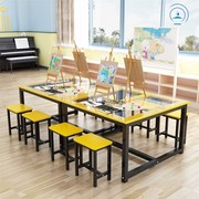 玻璃美术桌绘画桌托管班幼儿园桌椅画室培训S桌子儿童课桌椅