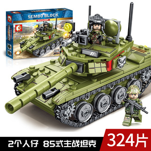 中国积木男孩益智力拼装坦克汽车模型儿童军事小学生玩具乐高教育