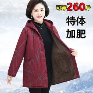 2023年中老年女加肥加大码加绒棉衣冬装，妈妈棉服加厚棉袄外套