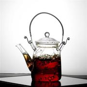 耐热玻璃茶壶功夫茶具玻璃，提梁壶花草茶壶，玻璃泡茶壶